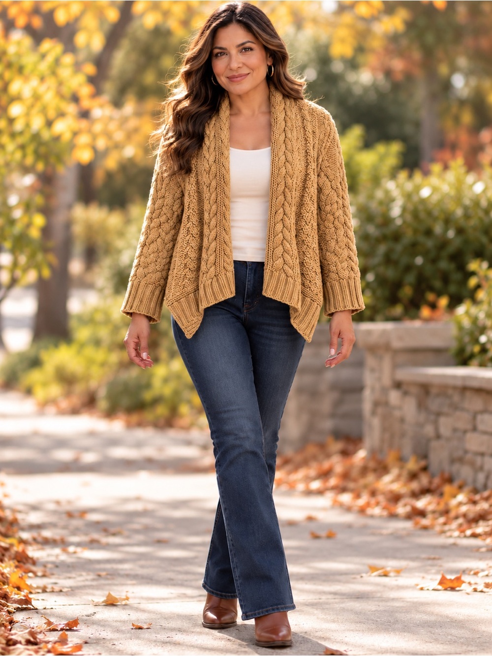 Black Label by Chico’s Cozy Cable Knit Shawl Cardigan -